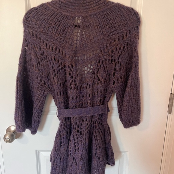 Nanette Lepore Swing Time Coatigan Cardigan Small Purple Knit Mohair EUC - Picture 5 of 5